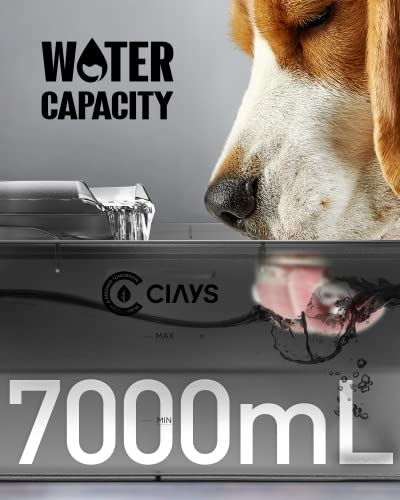 Ciays 236Oz/7L Pet Water Fountain Ultra-Large Capacity Cat Water Fountain Dual Filtration Dog Water Fountain Bowl With Huge Drinking Area For Cat/Dog/Multiple Pets, Gray (Ag01) #TOP2