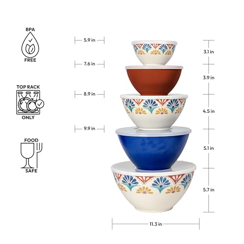 Set de 5 Tazones de Melamina con Tapa Hermética Multicolor miniatura 3