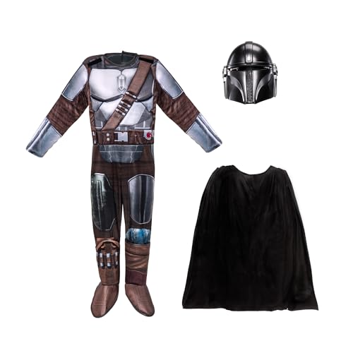 STAR WARS The Mandalorian Official Youth Halloween Costume - Padded Jumpsuit with Gloves, Detachable Cape, Plastic Mask2