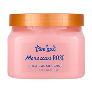 Tree Hut Moroccan Rose Shea Sugar Scrub, Exfoliating & Hydrating Body Scrub with Shea Butter & Essential Oils, Smooth & Soften Skin, 18 oz