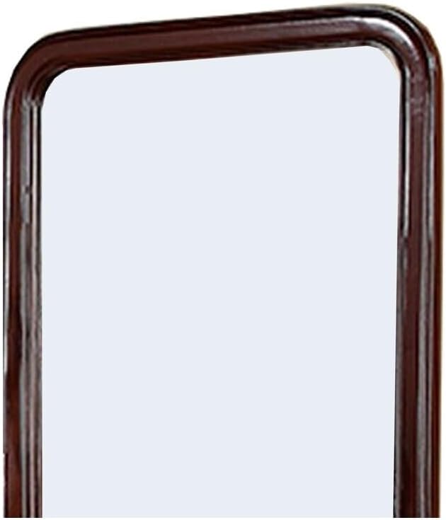 HomeStock Rustic Recluse Wooden Mirror with Curved Edges, Brown-A Single Piece of Mirror Encased with Wooden Frame Comes with A Rectangular Frame