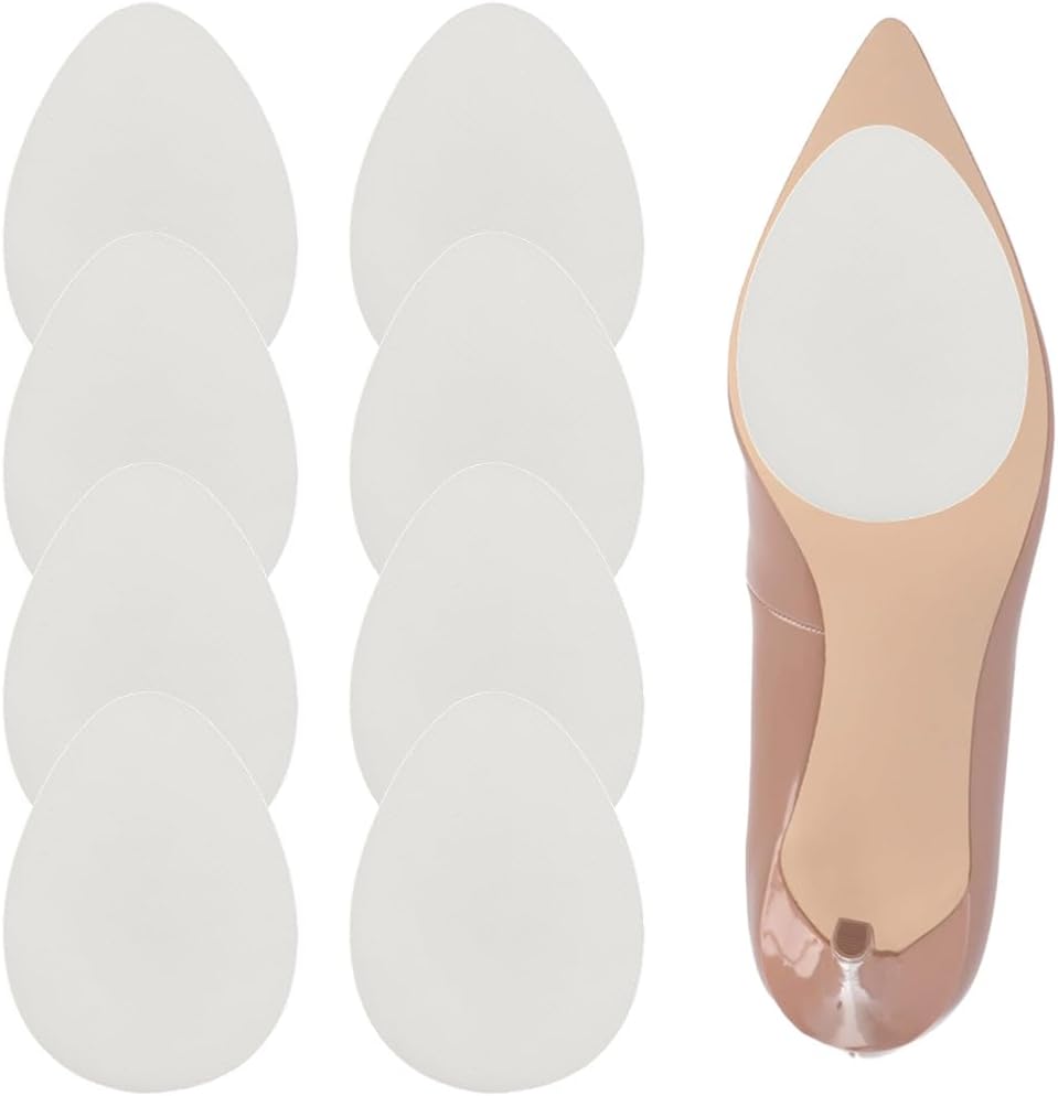 4 Pairs White Shoe Sole Pads Non Slip Shoe Pads Teardrop Silicone Self Adhesive Rubber Replacement Bottom Protector Texture Repair Stick Grips Covers for High Heel Wear Resistant Outdoors
