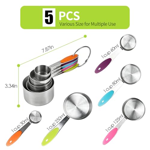 Set de 5 vasos medidores de acero inoxidable miniatura 2