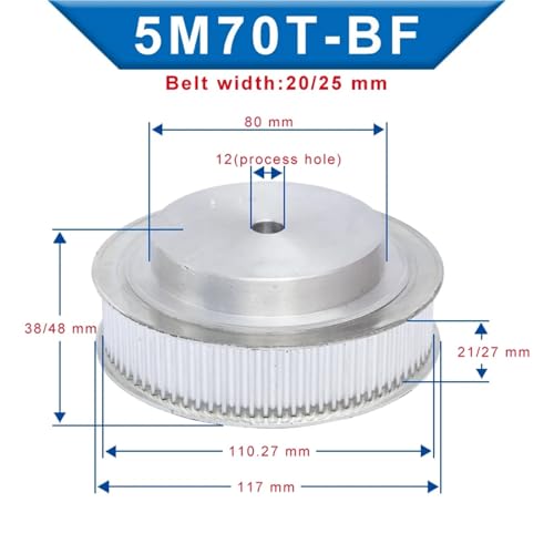 Poulie de distribution 5M en aluminium usiné de haute précision pour transmission