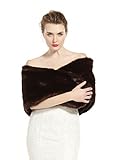 BEAUTELICATE Kunstpelz Bolero Schal Stola Pelz Damen Für Frauen Hochzeit Braut Abend Brautschal Brautstola, Braun,