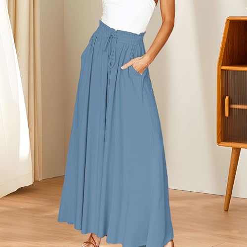Pantalon palazzo ample anti-compression à cordon de serrage