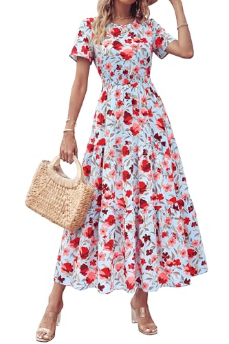 Image of PRETTYGARDEN Women's Casual Smocked Boho Floral A-Line Maxi Dress 2026