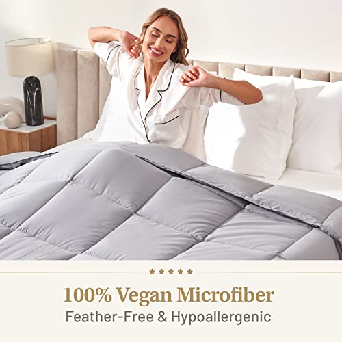 Image of The Ultimate All Season Comforter Deal Hotel Luxury Down Alternative Comforter Duvet Insert with Tabs Machine Washable (California King Grey)