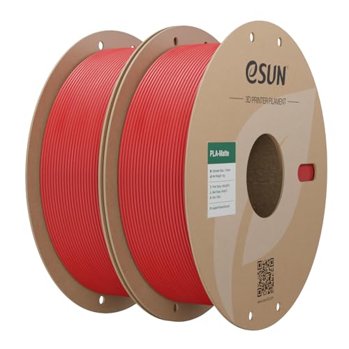 eSUN Upgraded Matte PLA Filament 2KG,Shine Free,Matte Fire Engine Red