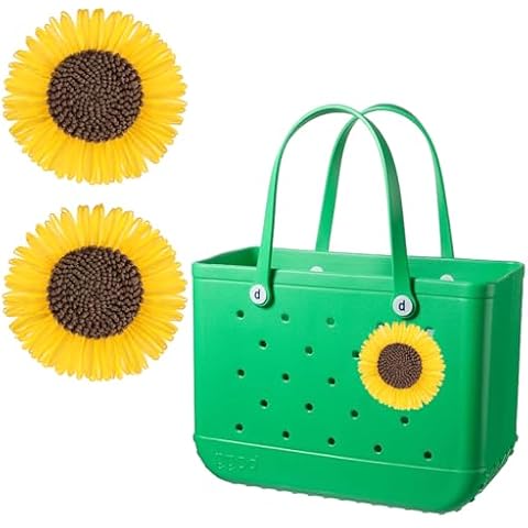 Flower Charms for Bogg Bag,Cute Decorative Charm Compatible with Bogg Bag Original All Models,Daisy Charms Insert Decorative for Handbag Beach Tote Bag,Raffia Flower Accessories Charm (brown) Cover