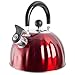 Mr. Coffee Twining 2.1 Quart Pumpkin Shaped Stainless Steel Whistling Tea Kettle, Metallic Red
