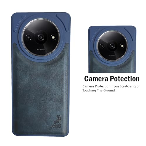 Image of AIBEX Shield Back Cover Case Compatible with Poco C61 / Xiaomi Redmi A3 Back Cover | Flexible Vegan Leather | Full Camera Protection | Raised Edges | Super Soft-Touch | Bumper Case