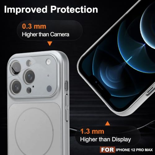 Image of SHINESTAR Premium Luxury Case Compatible with iPhone 12 Pro Max | Protective Back Cover with Camera Lens Safety | Wireless Charging Support | Slim Fit Durable Design | Enhanced Grip Protection Silver
