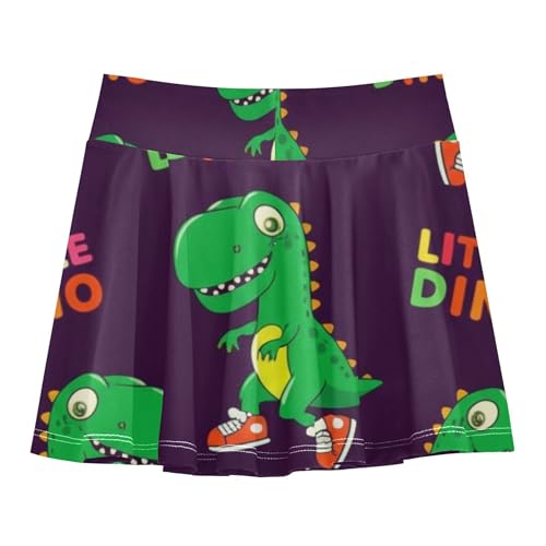 Summer Girls' Shorts Athletic Skorts Kids Tennis Skirts Cheer Skirt Cute Green Cartoon Dinosaur Sneakers 4t2