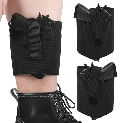 2 Pack Ankle Holster for Concealed Carry with Elastic Secure Strap Pistol Concealment, Fits Glock 43 26 19, SIG P365, Bodyguard 380, Ruger LCP, 9mm 380,and Most Other Pistol, Right & Left Hand Draw