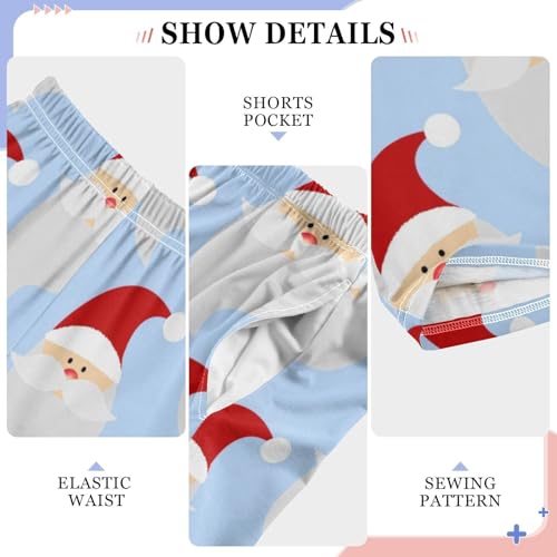 Boys' Pants Christmas Santa Claus Blue Long Bottoms Jogger Pants Elastic Waist Trousers with Pockets S-XL4