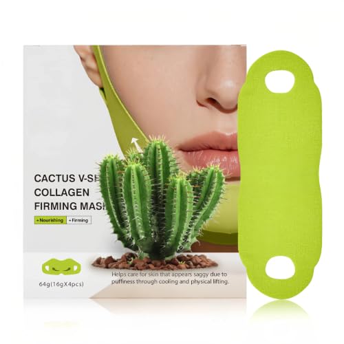 CACTUS V-Lifting Mewing Band Caffeine + Collagen Double Chin Lifting Band for Sagging Jawline & Facial Puffiness | V Line Face Lifting Chin Mask
