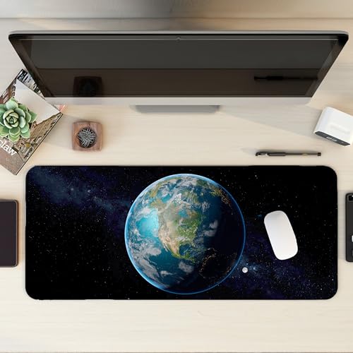 Image of Earth XL Extended Gaming Mouse Pad | XXL Large Desk Mat 60x30cm for Laptop & PC | Non-Slip Rubber Base, Waterproof, Durable & Smooth Surface | Office, Gaming & Study