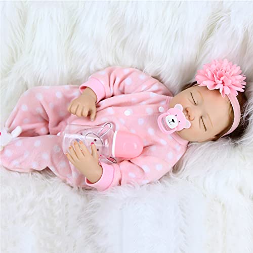 ZIYIUI 22Zoll 55cm Reborn Babypuppe Weiche Silikon Vinyl wie Echtes Babys Puppe Lebensechte Puppe Neugeborenen Mädchen – Bild 4