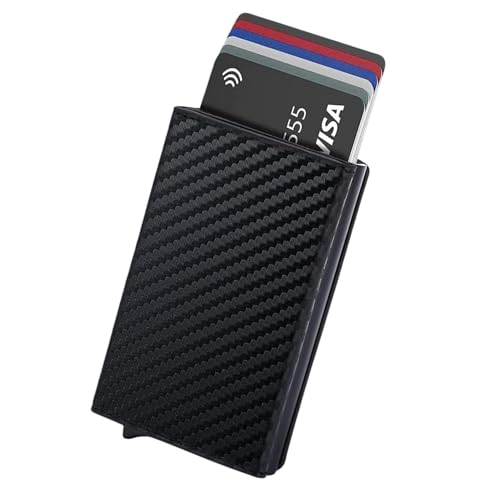 Carteira Masculina RFID Anti Furto com Ejeção Automatica de Cartões - Fibra de Carbono, Ultra Slim - Compacta e Segura