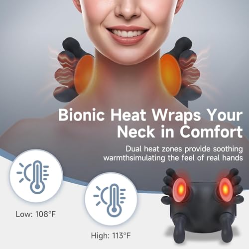 Image of Careboda Hand Shape Neck Massager for Cervical Pain Relief - 4D Bionic Kneading Shoulder Massager with Heat, Wireless Electric Massager Machine for Back & Body Pain (HAND-BLK)