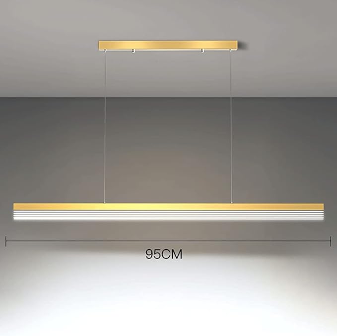 Mjsdjof Eetkamer lineaire hanglamp, metalen lange strook hangende lampen met acryl lichtgeleidingsplaat, moderne 22W LED keukeneiland hanglampen, eenvoudige woonkamer sfeerlamp photo 2