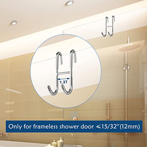 Keku 2-Pack Shower Door Hook, Bathroom Frameless Glass Shower Door, Towel Hook (Silver) #TOP2