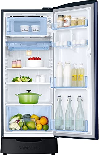 Image of Samsung 183 L, 4 Star, Digital Inverter, Direct-Cool Single Door Refrigerator (RR20C2824HV /NL, Himalaya poppy Blue, Base Stand Drawer)