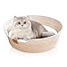 MDPUTY Katzenbett Waschbar, 50 Durchmesser Katzenkorb aus Baumwollseilen Geflochten Atmungsaktives Katzenkörbchen mit Kissen Langlebig Katzen Bett für Alle Katze (Beige)