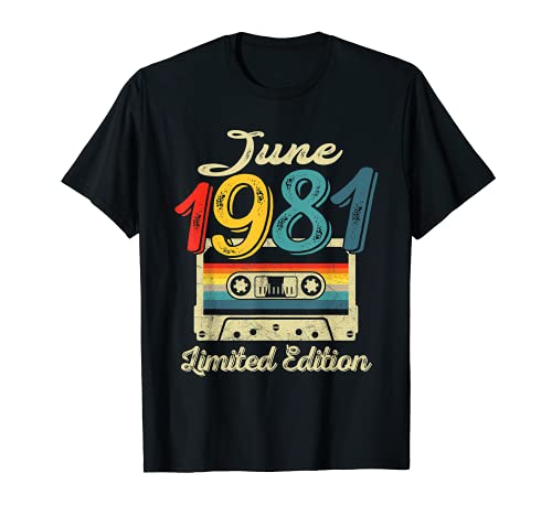 Vintage June 1981 Cassette Tape 40th Birthday Decorations T-Shirt