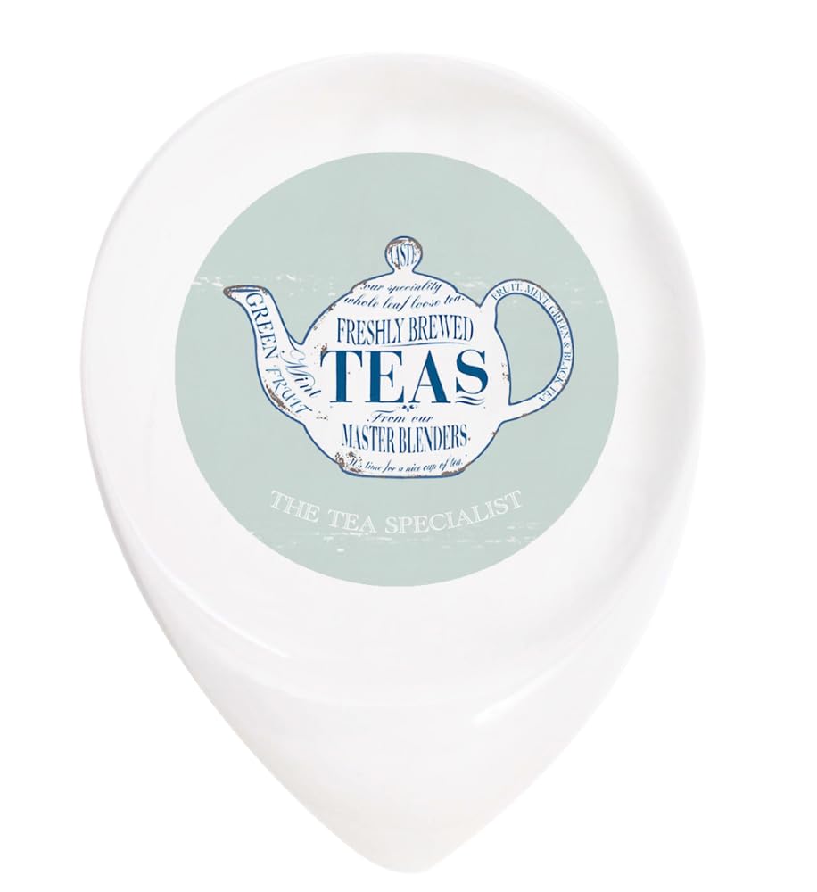Martin Wiscombe TEA SPECIALIST Design Ceramic Teabag Tidy/Rest for Used Tea Bags - White/Aqua - 10.5 cm