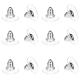 MUNZE Farfalline Per Orecchini, 12 Pezzi In Silicone Argento, Universali, Lunghi 10mm Larg...