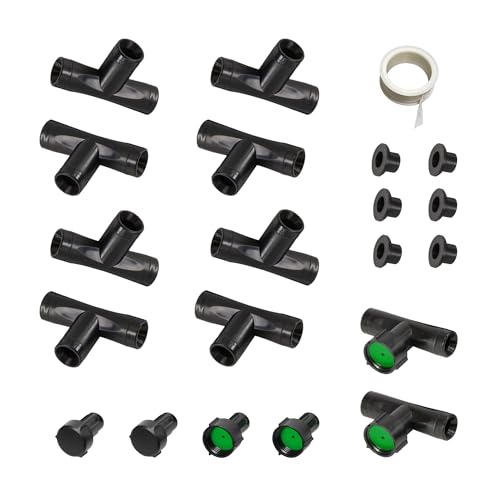3/8 Soaker Hose Fittings Kit 20 Pcs Garden Hose Irrigation Connectors with Tees Feeders Plugs Male and Female Connectors Drip System Parts for Garden Lawn
