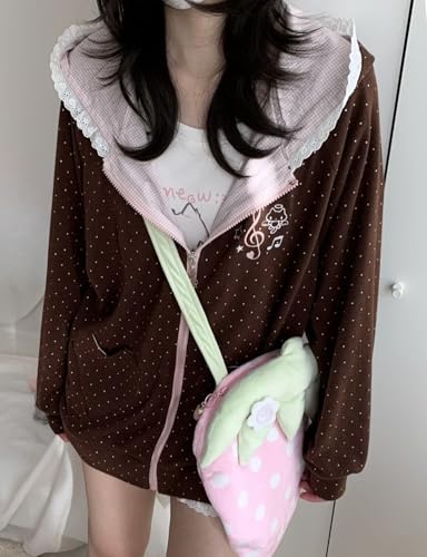 Image of Pokn Y2K Zip Up Hoodie Jojifuku Cutecore Kawaii Hoodie Clothes Women Long Sleeves Tops Graphic Cutecore Shoujo Clothes