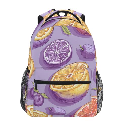 Sac à dos scolaire citrons et prunes pour ordinateur portable ado