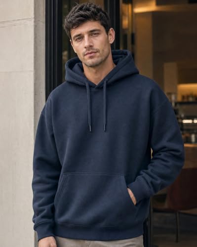 Image of Nobero Heavy Duty Oversized Solid Hoodie for Men | Hoodies for Men | Oversized Fit | Solid Colour | Thick Fleece Fabric | Drawstring Hood