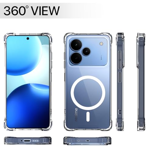 Image of Amazon Basics Back Cover for Realme P4 5G Mag-Safe Shockproof PC + TPU Protective Case Magnetic Support Bumper Case (Transparent Mag-Safe)
