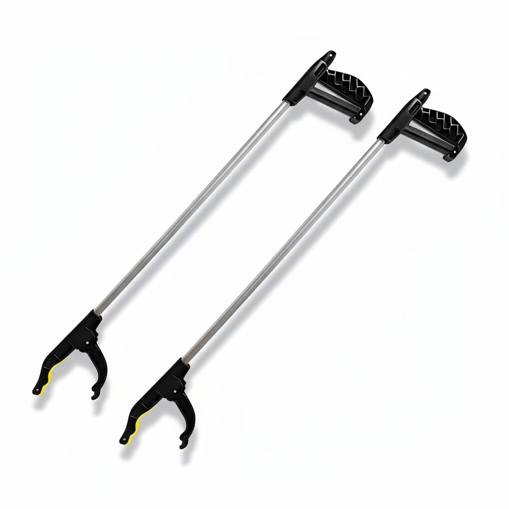 ANGEL 2er-Set Greifzange 76 cm – Aluminium Greifhilfe mit Magnetspitze, rutschfestem Griff & faltbarem Design, ideal für Senioren & Haushalt
