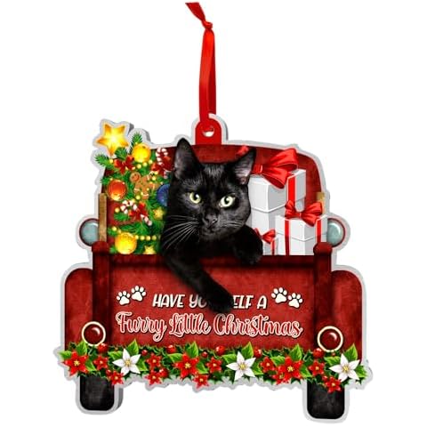 Black Cat Christmas Ornament by Couple Fox Cover