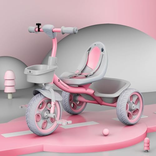 Image of StarAndDaisy Kids Cycle for 2-5 Years Boy & Girl /Tricycle with EVA Wheels, Bell & Basket /Baby Trike Cycle 30 Kg Capacity, 3-Point Safety Belt (Pink.)