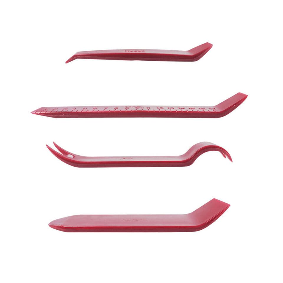 AutoTrends Car Door Plastic Trim Panel Clip Dash Radio Removal Pry Open Tool Kit (4 Pcs Red Tool Kit)