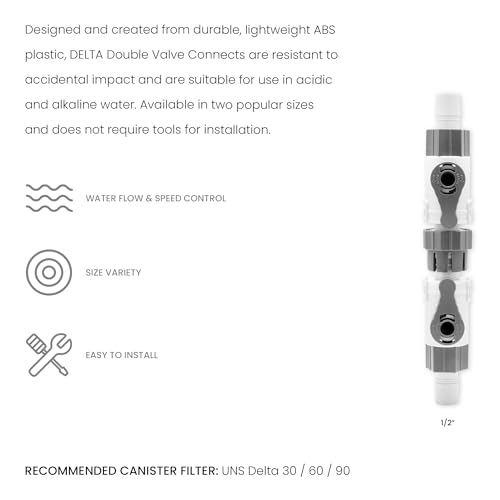 Image of Ultum Nature Systems Delta Quick Release Double Tap Valve for Aquarium Canister Filters (1 /2 inch (12 /16mm))