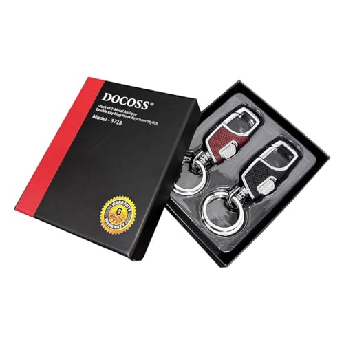 DOCOSS Pack of 2 Metal Antique Keychain for Men, Car, and Bike - Double Key Ring for Gift (Multicolor)