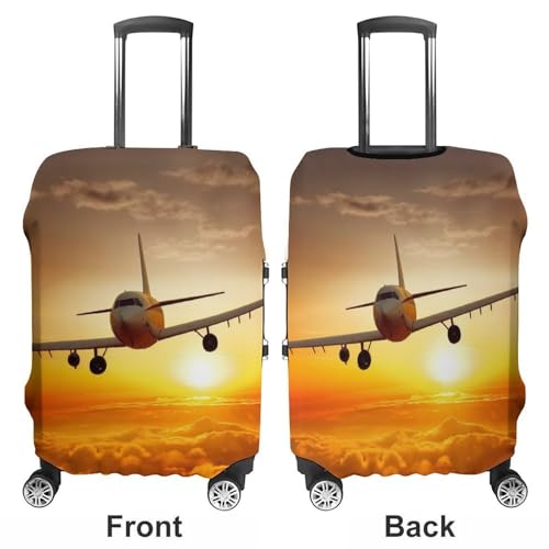 Aircraft Plane at Sunset Luggage Cover Elastic Suitcase Protector Case Anti-Scratch Washable Baggage Covers Protector For Traveling, Aircraft Consignment S3