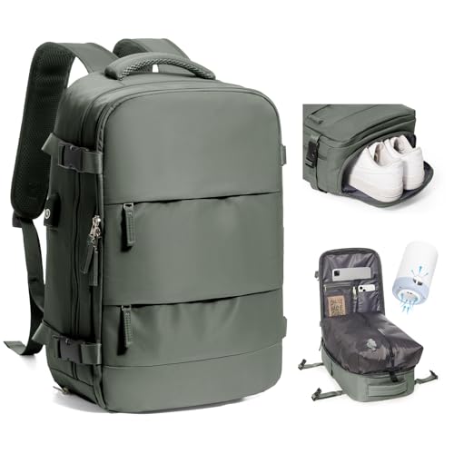 Travel Vacuum Backpack, Seal Compression Vacpack with Travel Pump, Carry On Suitcase Luggage Flight Approved for Men Women Personal Item, Green