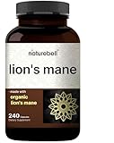 NatureBell Lion’s Mane - 240 Capsules - Organic Fruiting Body & Mycelium - Brain, Immune & Energy Support* - High-Potency Extract - Non-GMO & Gluten-Free