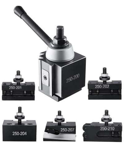 VEVOR Set di Portautensili a Cambio in Acciaio Resistente, 6 Pezzi, Include Portautensili per Tornio, Portautensili a Cuneo per Tornitura, per Mini Torni e Torni per Metallo, Oscillazione 254-381 mm
