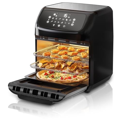 Arendo - Heißluftfritteuse XXL mit LED Touchscreen- 12 Liter - Grill - Dörrautomat - Backofen - Air Fryer - Touchscreen - Easy&Clean - Fritteuse ohne Öl - Umluft - Pizza Hähnchen Pommes - BPA frei
