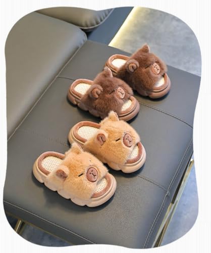 Geerta Cute Capybara Slippers for Women Girls Daughters - Capybara Cartoon Pattern Keychain & 5 Pairs Socks Christmas Gift Set, Fluffy House Slippers Cozy Fuzzy Open Toe Indoor Comfort Wear Slides4
