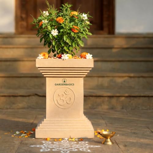 Image of Tulsi Pot for Home | Heavy Duty Tulsi Kota | UV Protected Tulsi Planter | Pooja Plants Gamla for Office | Puja Pots | Traditional Tulasi Stand for Indoor & Outdoor Use | Sand Dune